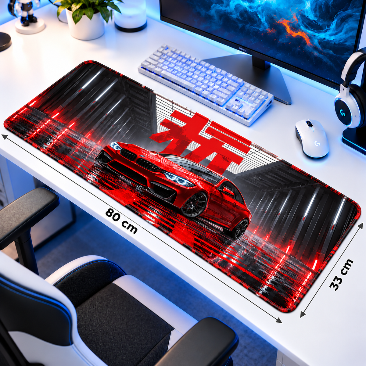 Red BMW Gaming Pad | 80x33 CM